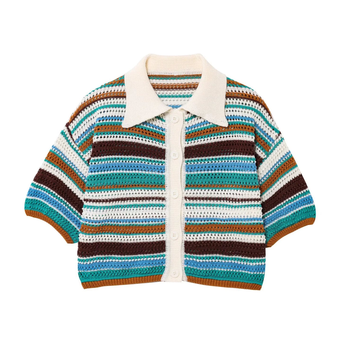 Co-ord donna 2025 – Cardigan rigato a maniche corte e shorts in coordinato