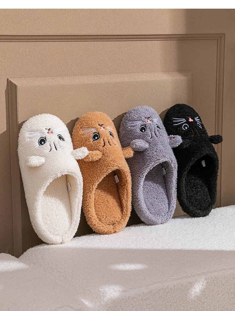 Pantofole Peluche Gatto Unisex per Casa, Invernali, Antiscivolo, Morbide e Calde
