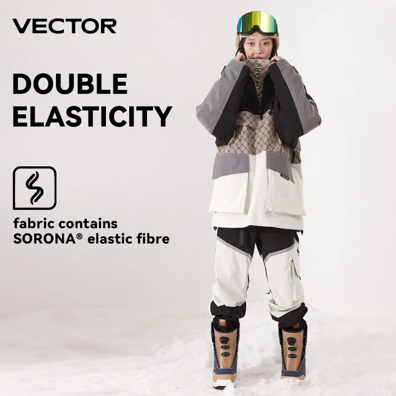 Tuta da sci unisex con cappuccio e dettagli riflettenti – giacca imbottita, impermeabile e termica per sport invernali