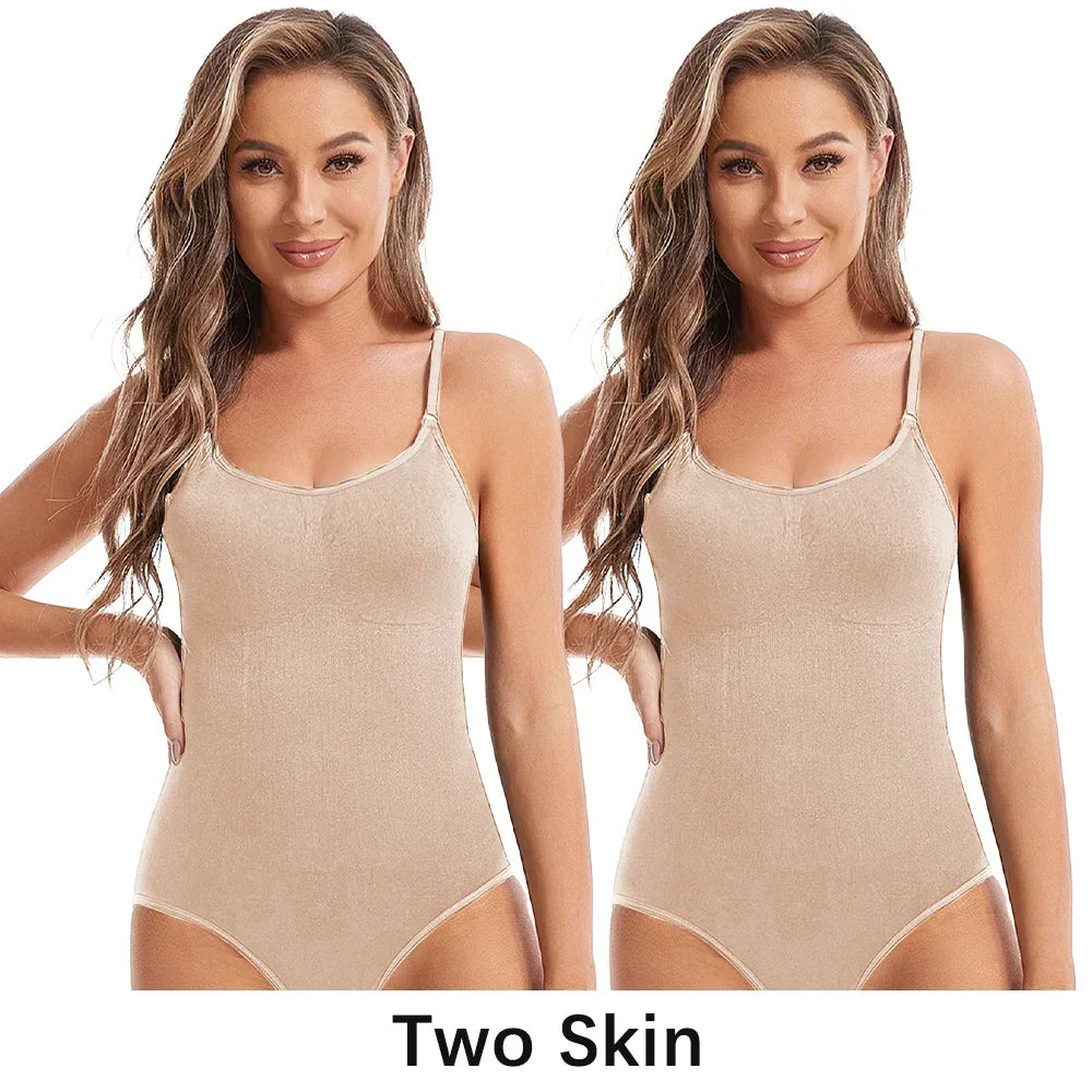 Body modellante a compressione senza cuciture per donna con spalline regolabili – nude, nero, marrone