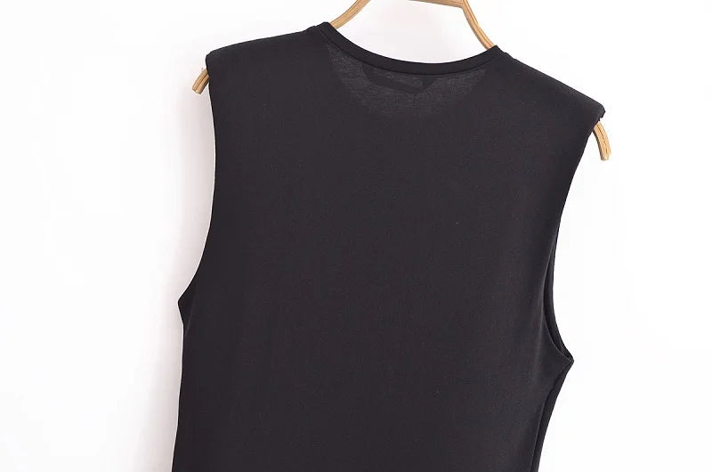 Vestito midi estivo senza maniche con cintura – elegante e plissettato