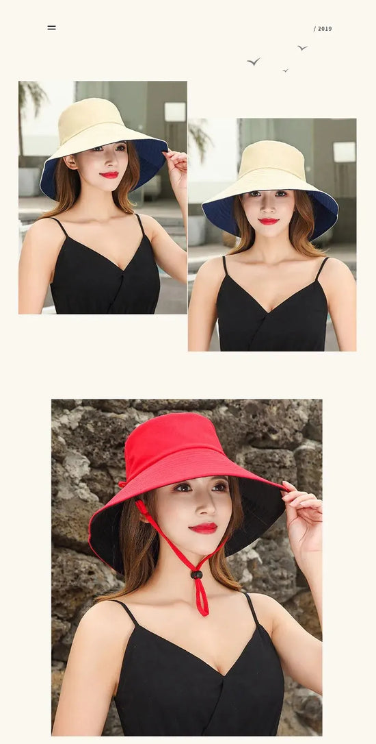 Cappello Estivo da Pescatore Donna – Visiera Larga Anti-UV Doppio Lato per Mare e Città