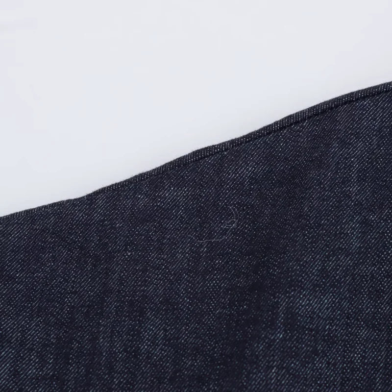 Vestito midi in denim “1975 Series” – abito donna con rever, zip laterale e vita effetto plissé