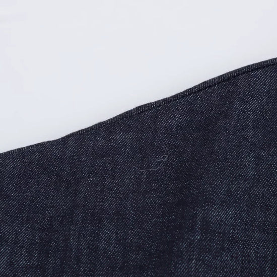 Vestito midi in denim “1975 Series” – abito donna con rever, zip laterale e vita effetto plissé