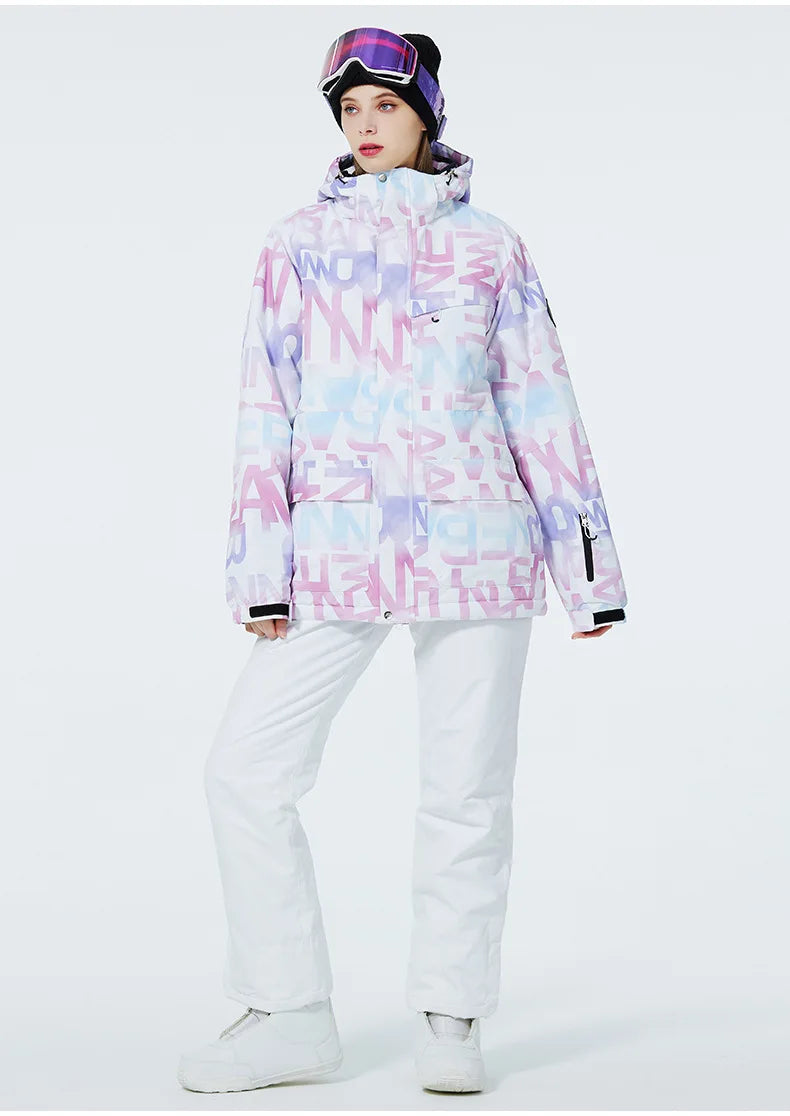 Tuta da sci donna impermeabile e antivento 2-pezzi – giacca + pantaloni snowboard invernale 2025, windproof & waterproof