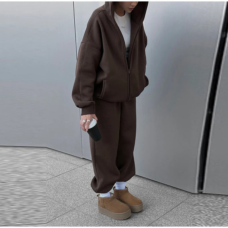 Set donna 2025 – tuta sportiva casual con felpa con cappuccio + pantaloni elasticizzati, outfit fitness & athleisure