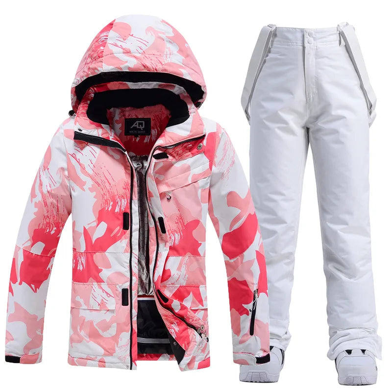 Tuta da sci donna impermeabile e antivento 2-pezzi – giacca + pantaloni snowboard invernale 2025, windproof & waterproof
