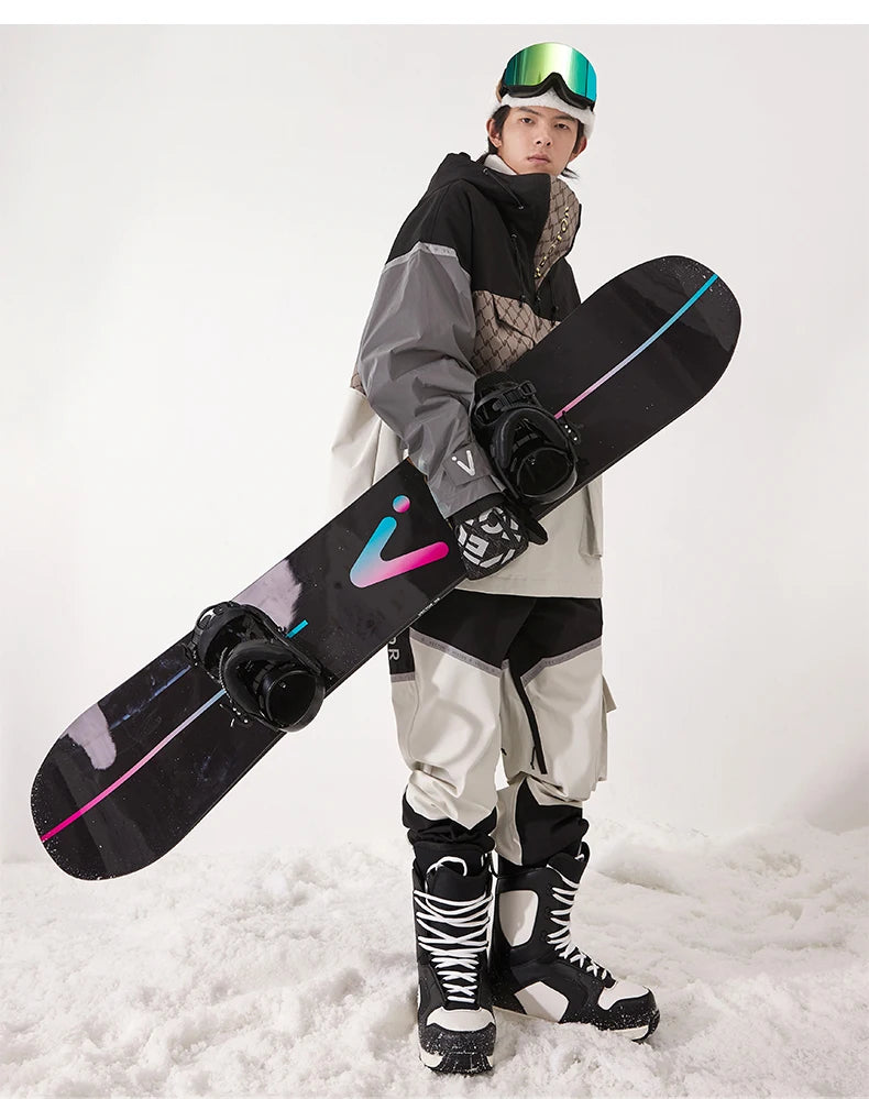 Tuta da sci unisex con cappuccio e dettagli riflettenti – giacca imbottita, impermeabile e termica per sport invernali