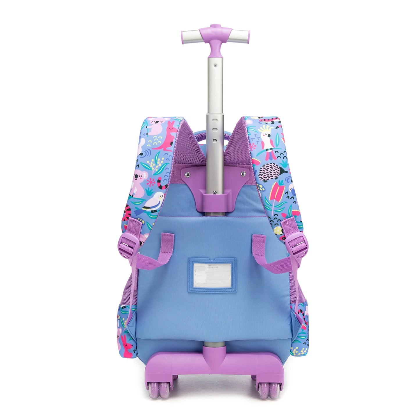 Girls 3D Plush Cat Rolling Backpack 3PCS Set - Waterproof Trolley School Bag with Wheels, Insulated Lunch Bag and Pencil Pouch -