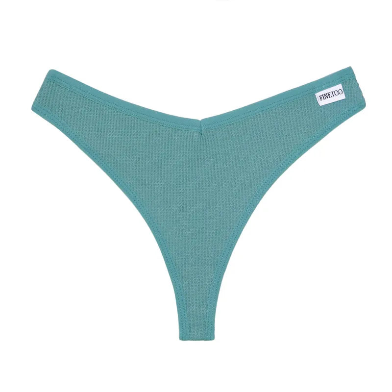 Set 3 pezzi perizomi donna G-string in cotone waffle a vita bassa – underwear sexy comfort quotidiano
