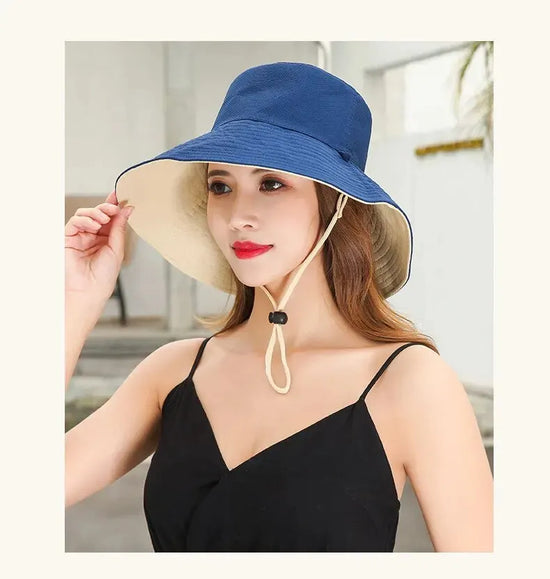 Cappello Estivo da Pescatore Donna – Visiera Larga Anti-UV Doppio Lato per Mare e Città