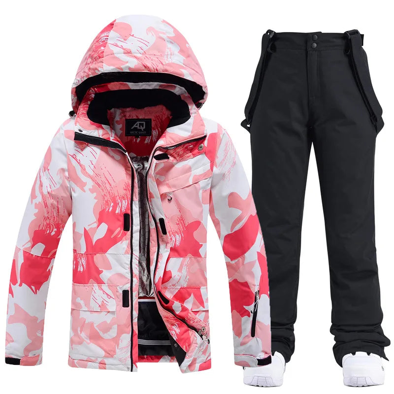 Tuta da sci donna impermeabile e antivento 2-pezzi – giacca + pantaloni snowboard invernale 2025, windproof & waterproof