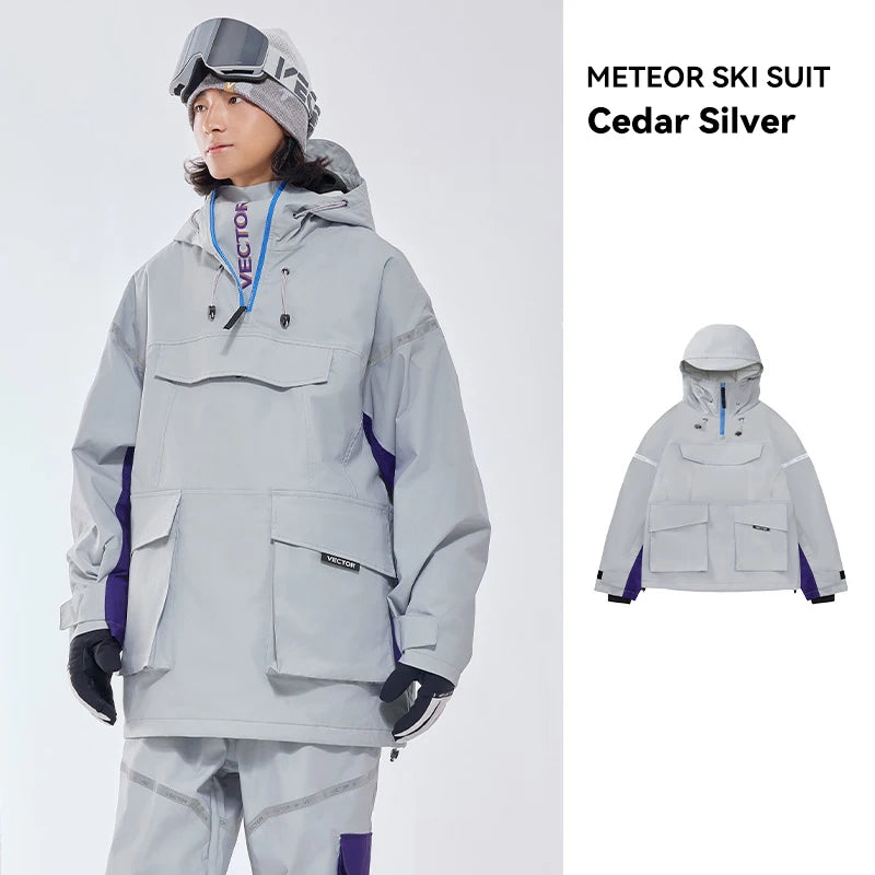 Tuta da sci unisex con cappuccio e dettagli riflettenti – giacca imbottita, impermeabile e termica per sport invernali
