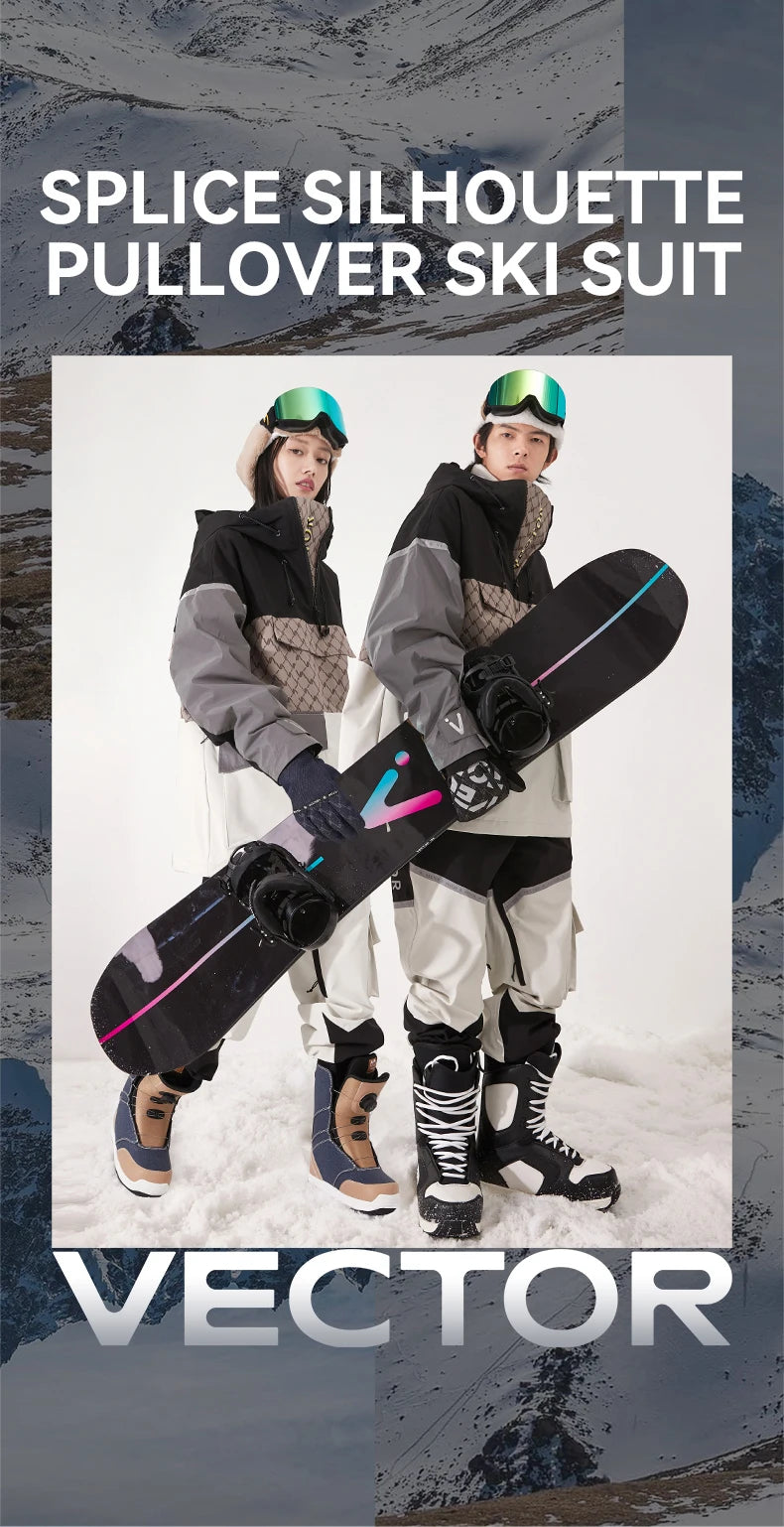 Tuta da sci unisex con cappuccio e dettagli riflettenti – giacca imbottita, impermeabile e termica per sport invernali