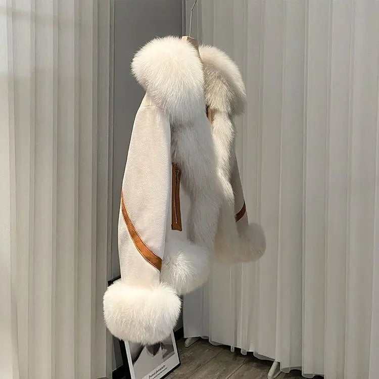 Cappotto corto in pelliccia sintetica volpe 2025 – giacca imbottita effetto fox fur, caldo e alla moda