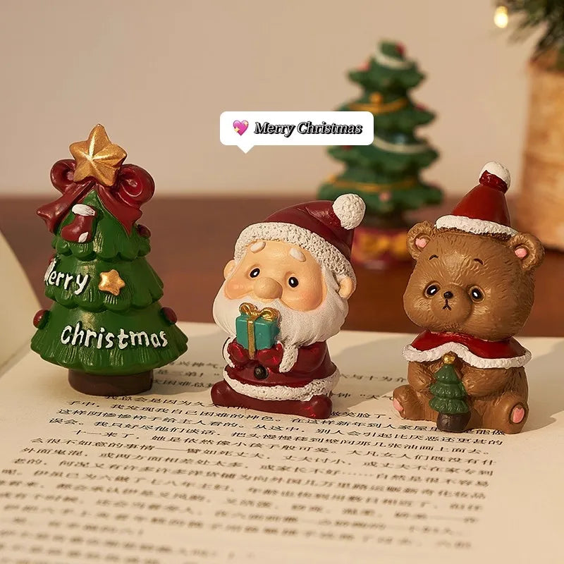 Decorazioni natalizie da scrivania 2025 ‒ set figurine Piccolo Babbo Natale + Alberello ornamentale per ufficio e casa