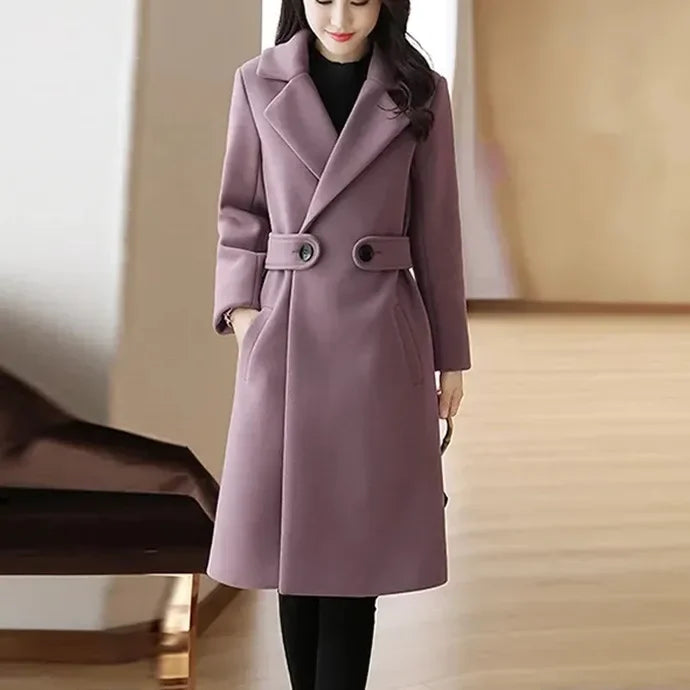 Cappotto in lana donna – Overcoat doppio lato, taglio medio, stile elegante per autunno e inverno