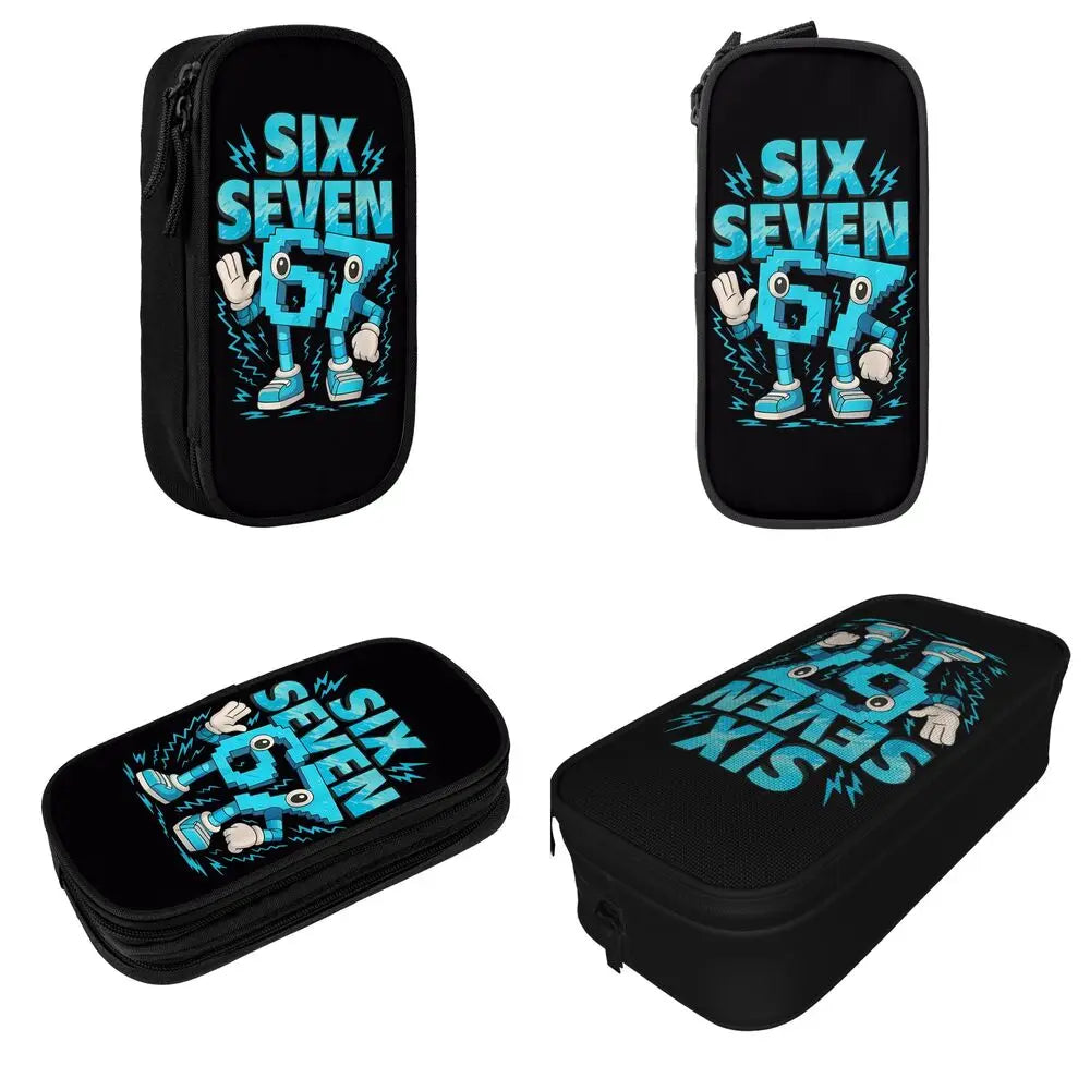 Meme 6 7 Six Seven Italian Steal A Brainrot 67 Pencil Case Canvas Pencil Box Child Vintage College School Pencil Cases Supplies