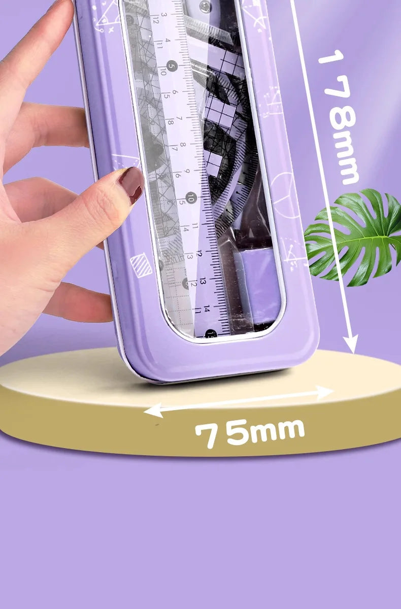 Ruler 8-piece Set Student-specific Compass Measuring Angle Ruler Triangle Ruler Ruler Full Set of Ruler Stationery Gift Package
