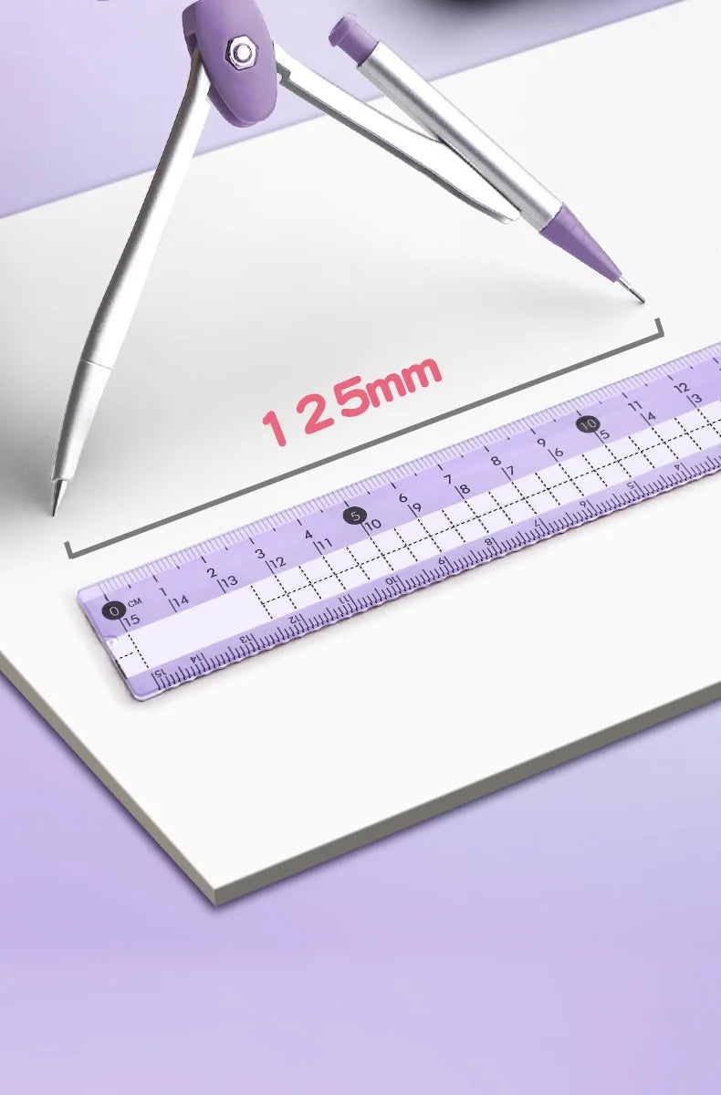 Ruler 8-piece Set Student-specific Compass Measuring Angle Ruler Triangle Ruler Ruler Full Set of Ruler Stationery Gift Package