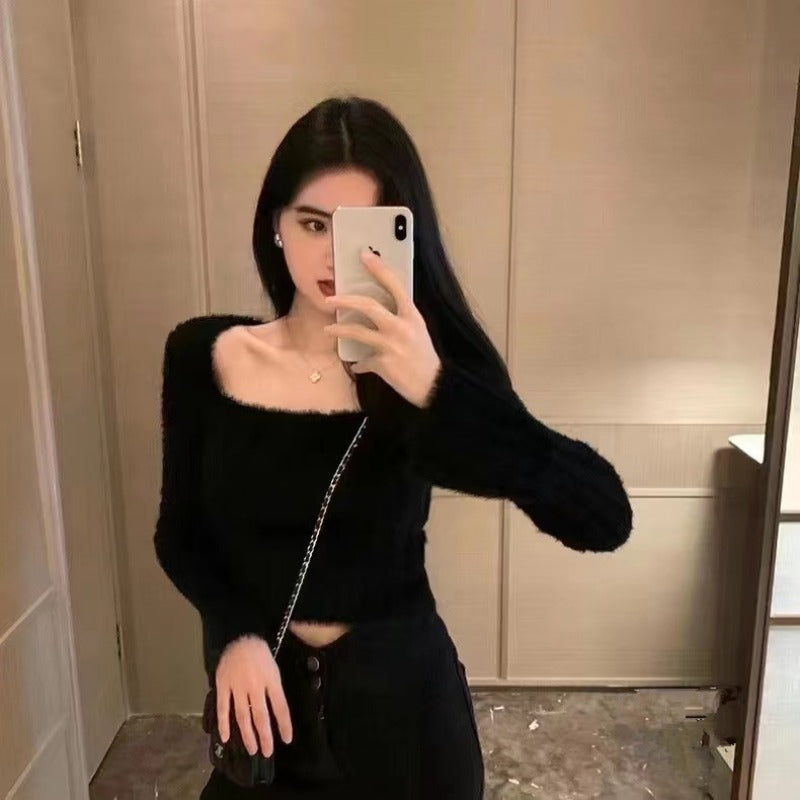 Maglione corto in maglia per l’autunno/inverno
