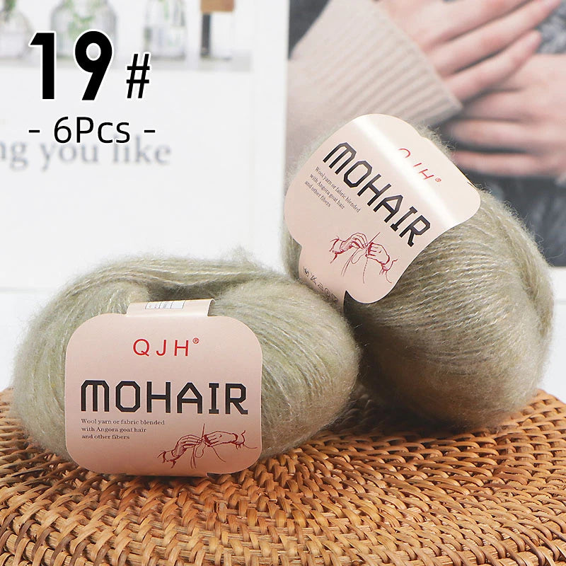 Set 6 gomitoli filato mohair morbido – lana angora effetto fluffy per maglioni, sciarpe, shawl fai-da-te