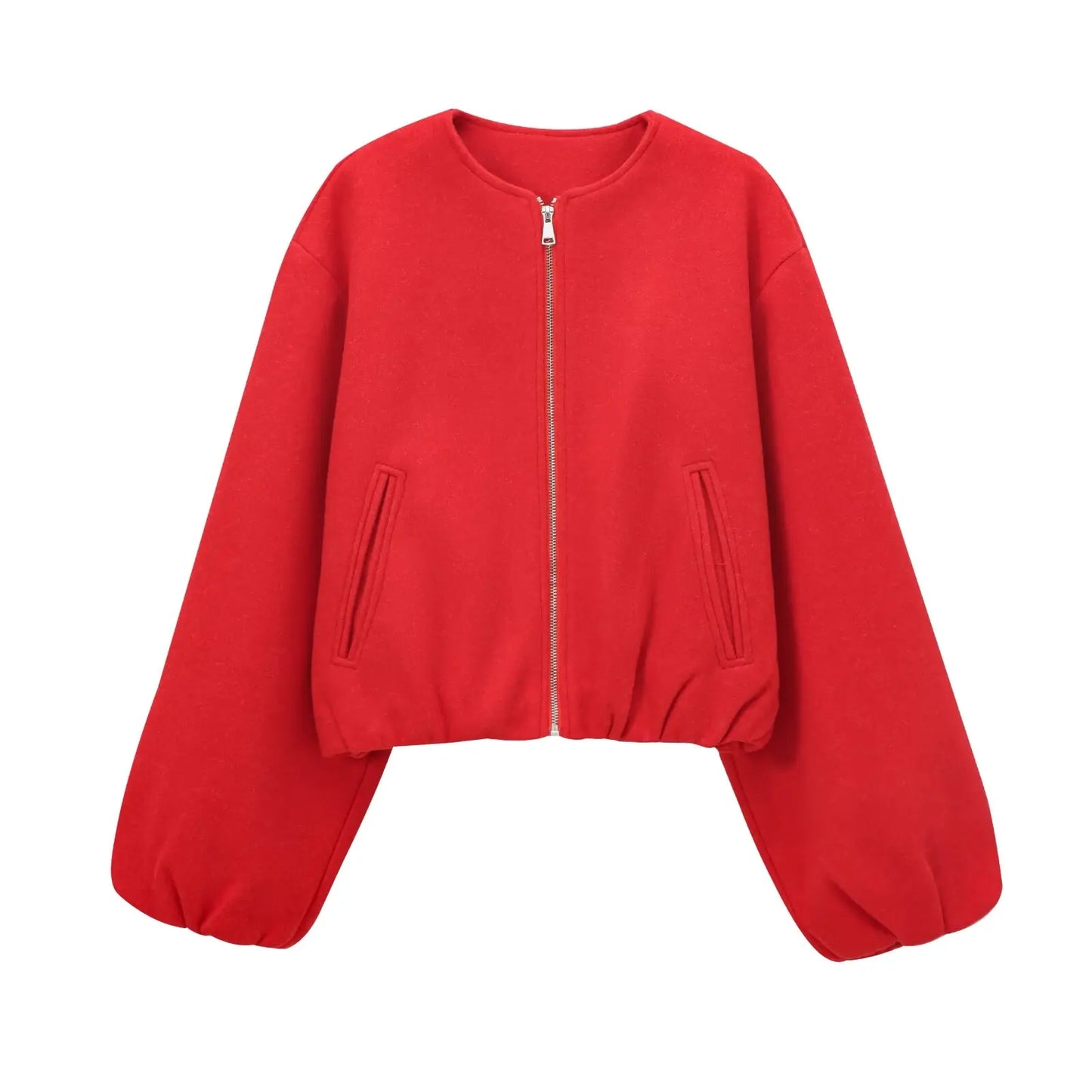 Bomber corto rosso da donna – giacca cropped sportiva
