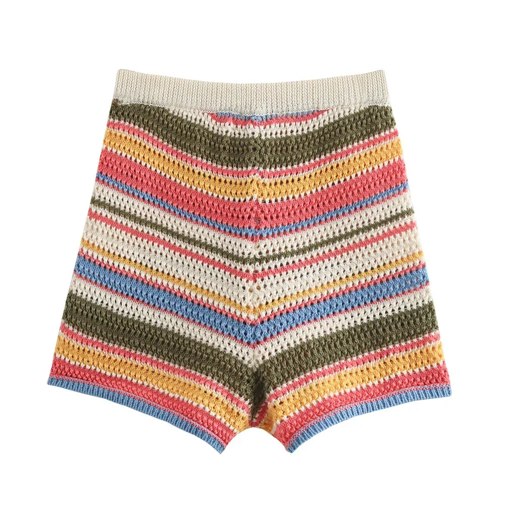 Co-ord donna 2025 – Cardigan rigato a maniche corte e shorts in coordinato
