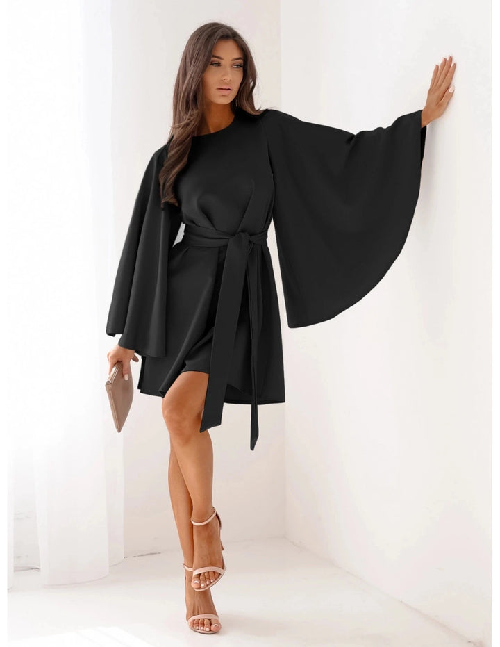 Mini vestito donna maniche lunghe 2025 – vestito elegante a manica lunga tono unito