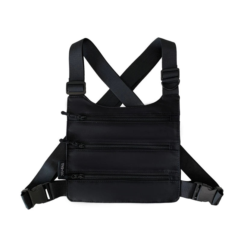 Borsa a petto unisex a 3 strati – pettorina nylon streetwear hip-hop versatile