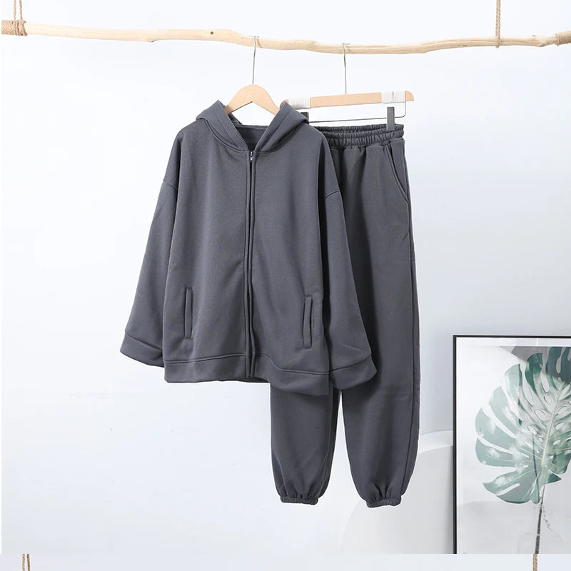 Set donna 2025 – tuta sportiva casual con felpa con cappuccio + pantaloni elasticizzati, outfit fitness & athleisure