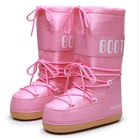 Stivali da neve donna 2026 con plateau e lacci – snow boots imbottiti invernali medio-polpaccio, calzatura fashion per neve e città