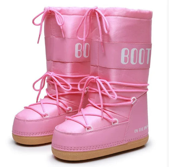 Stivali da neve donna 2026 con plateau e lacci – snow boots imbottiti invernali medio-polpaccio, calzatura fashion per neve e città