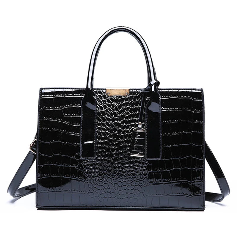 Borsa donna effetto coccodrillo con zip e tracolla - foto 25 della galleria