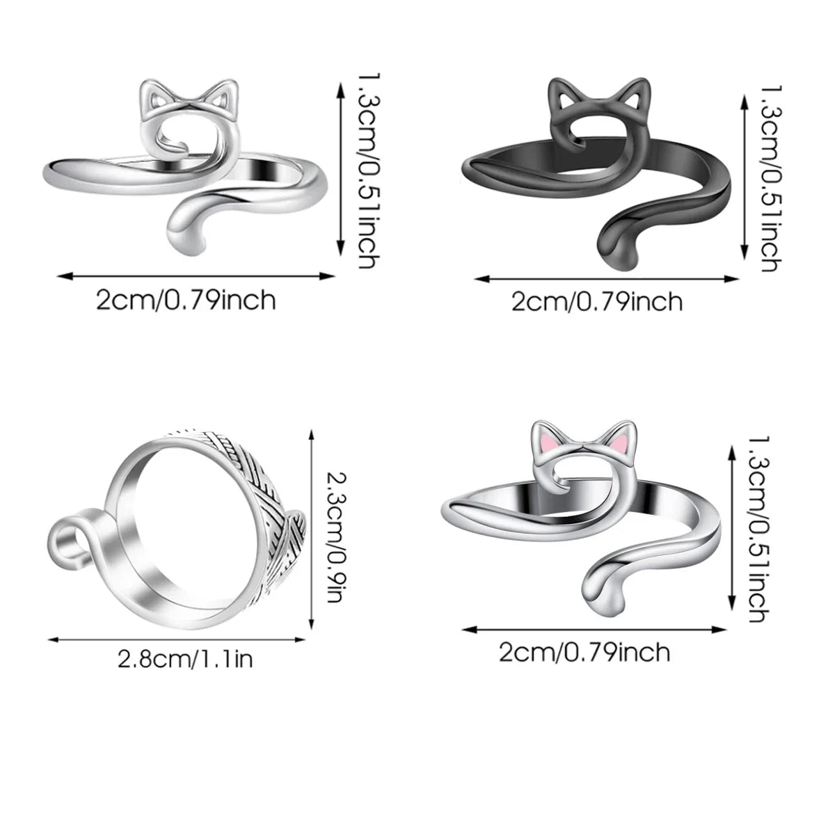 Set 2 ring guida filo regolabili per uncinetto/maglia – anello regolabile finger yarn guide / thimble per tensione costante