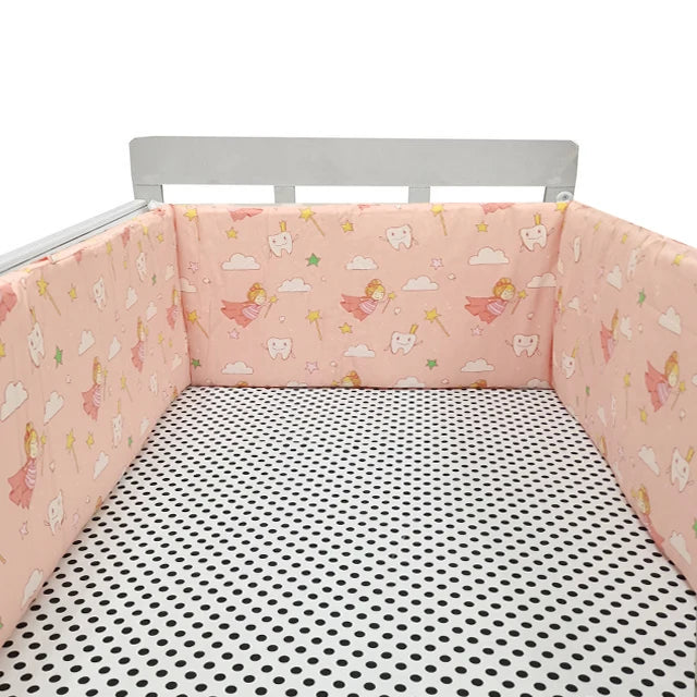 Paracolpi Lettino Imbottito 200 × 30 cm in Cotone con Fodera Removibile