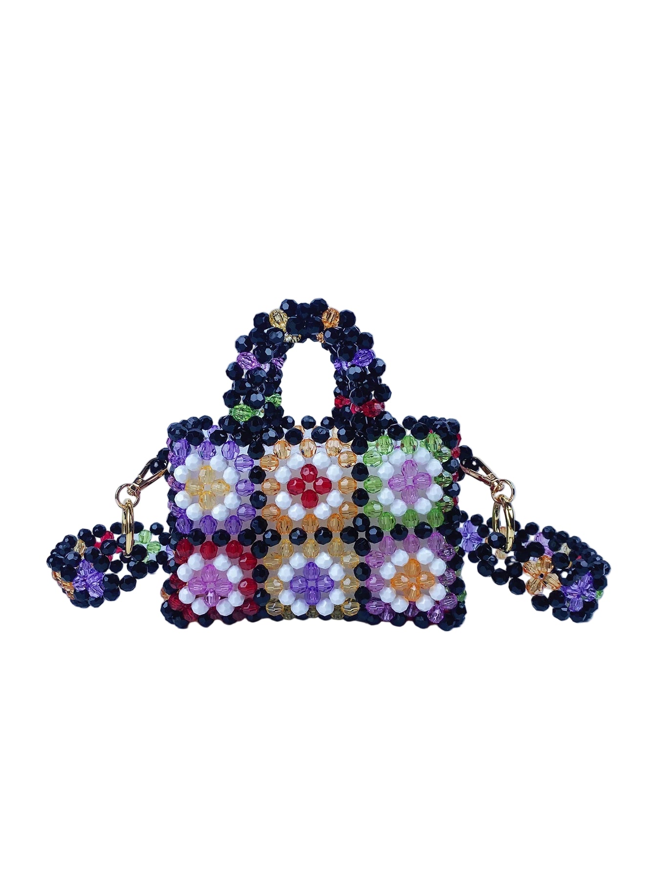 Borsa con perline colorata intrecciata donna – borsa a mano handmade stile Little Red Book elegante e trendy 2025