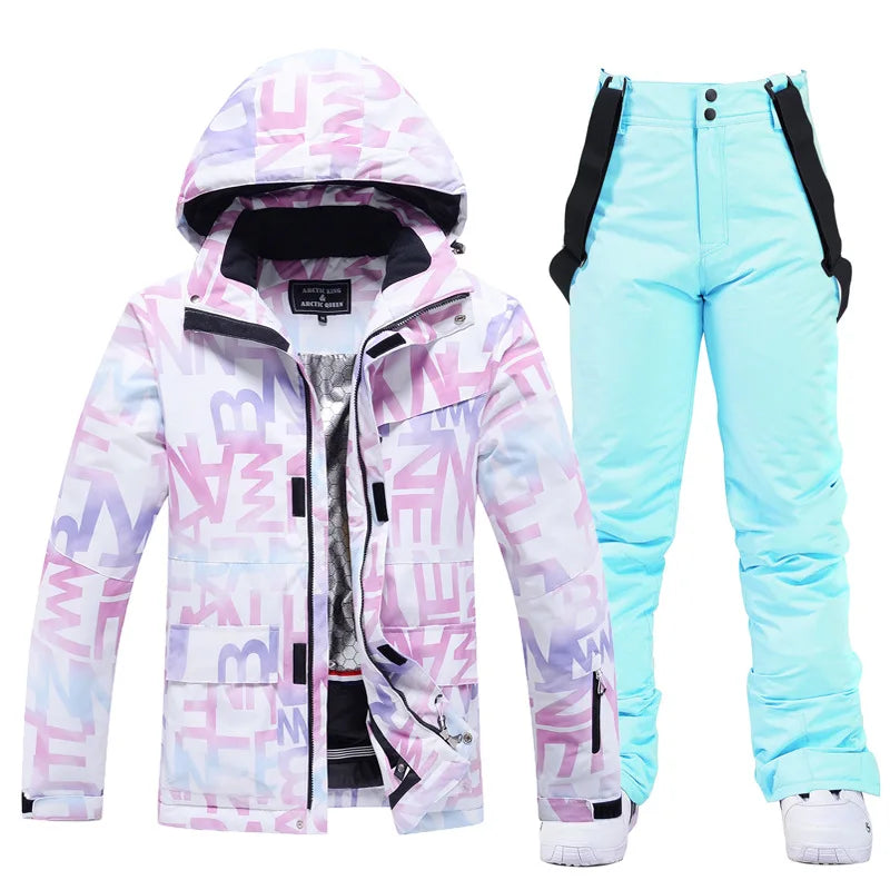 Tuta da sci donna impermeabile e antivento 2-pezzi – giacca + pantaloni snowboard invernale 2025, windproof & waterproof
