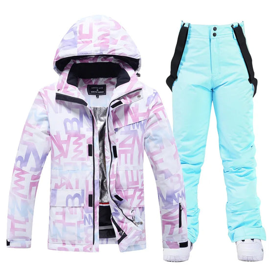 Tuta da sci donna impermeabile e antivento 2-pezzi – giacca + pantaloni snowboard invernale 2025, windproof & waterproof
