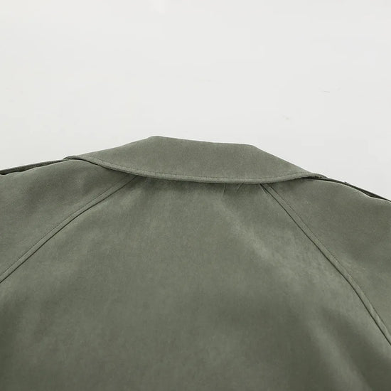Trench coat corto con lacci per donna – Giacca a maniche lunghe, colletto a revers, abbottonatura singola, stile casual elegante per la primavera/autunno 2025