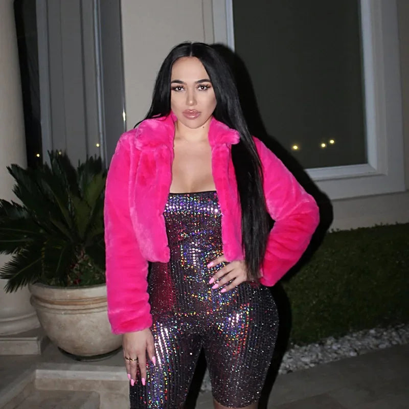 Giacca corta donna 2025 – cappotto pelliccia sintetica oversize, caldo, elegante per autunno/inverno