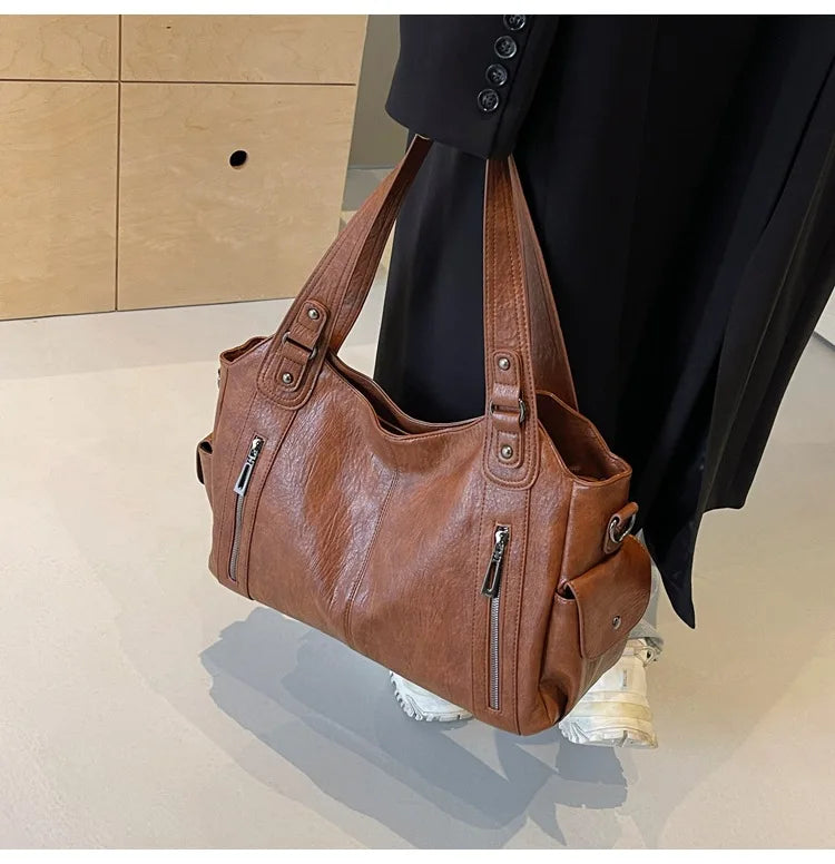 Soft Interior Compartment Shoulder Bags 2025 High Quality Contrasting Colors Bags for Women Fashion Zipper Pu Women's Handbags