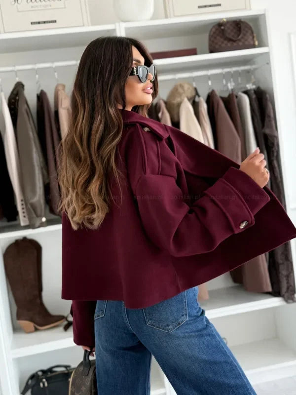 Mini coat in lana donna 2025 – Giacca corta con collo da tailleur, versatile ed elegante per l’autunno/inverno