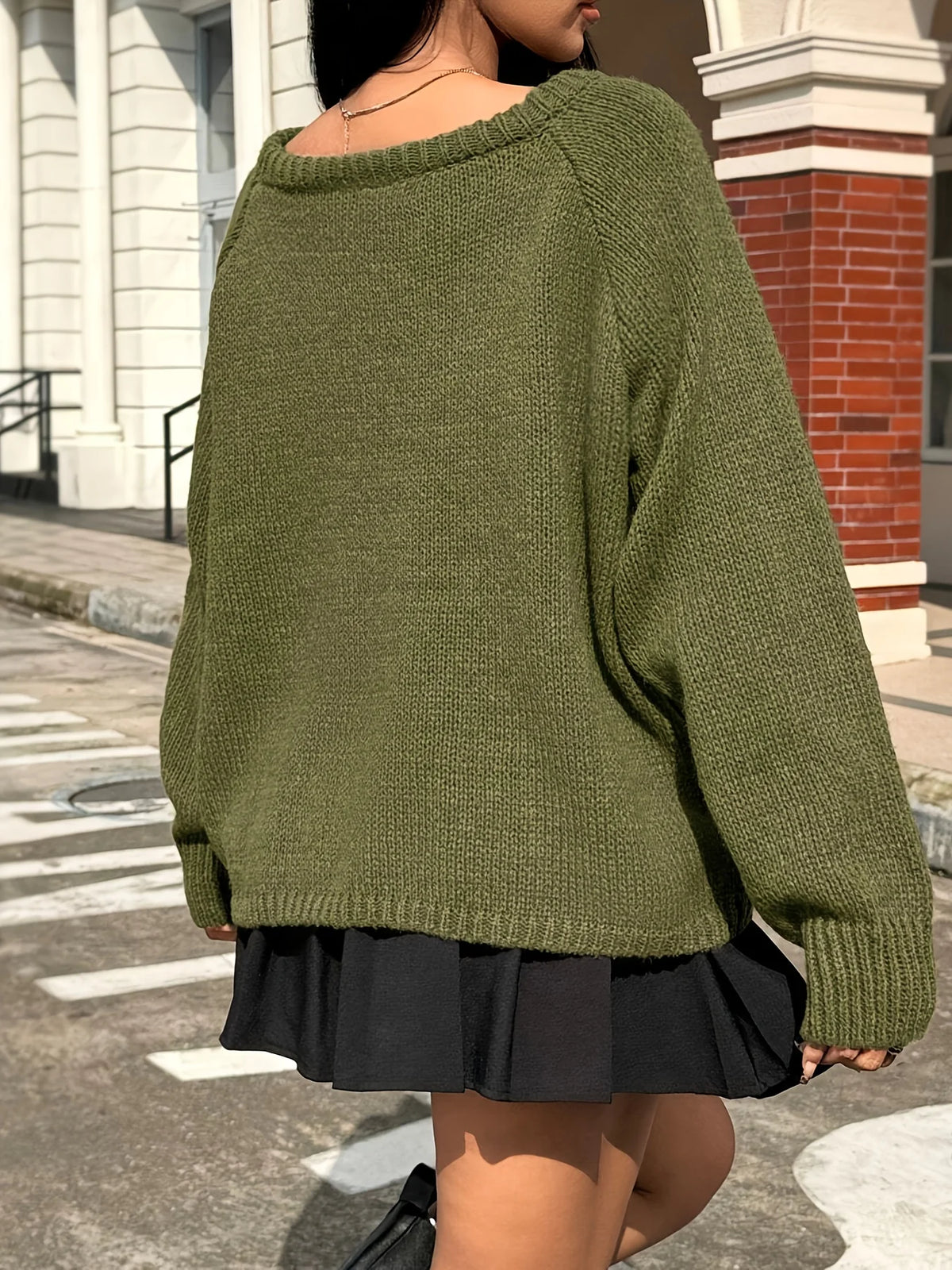 Maglione donna girocollo a maniche lunghe, vestibilità ampia