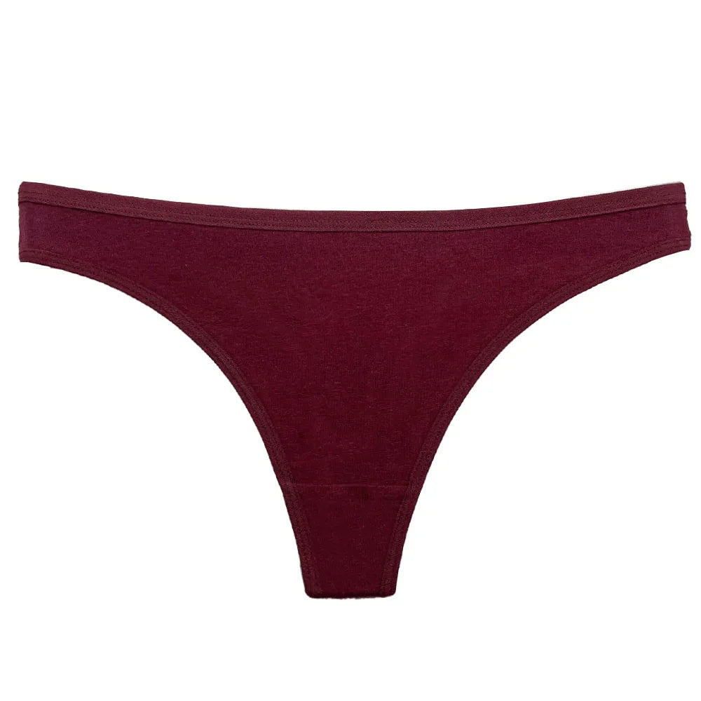 Set 5 pezzi perizomi donna in cotone – G-string low-waist comfort quotidiano, lingerie solid color