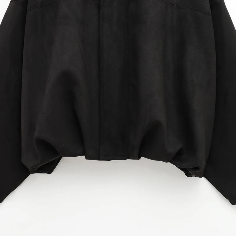 Giacca Bomber Donna con Zip, Collo a Revers e Maniche Lunghe – Giubbotto Corto Stile High Street 2025 per Autunno/Inverno