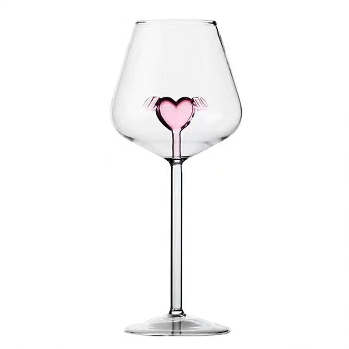 Set Bicchieri da Vino Rosso con Cuori Rosa – Calici Romantici per San Valentino
