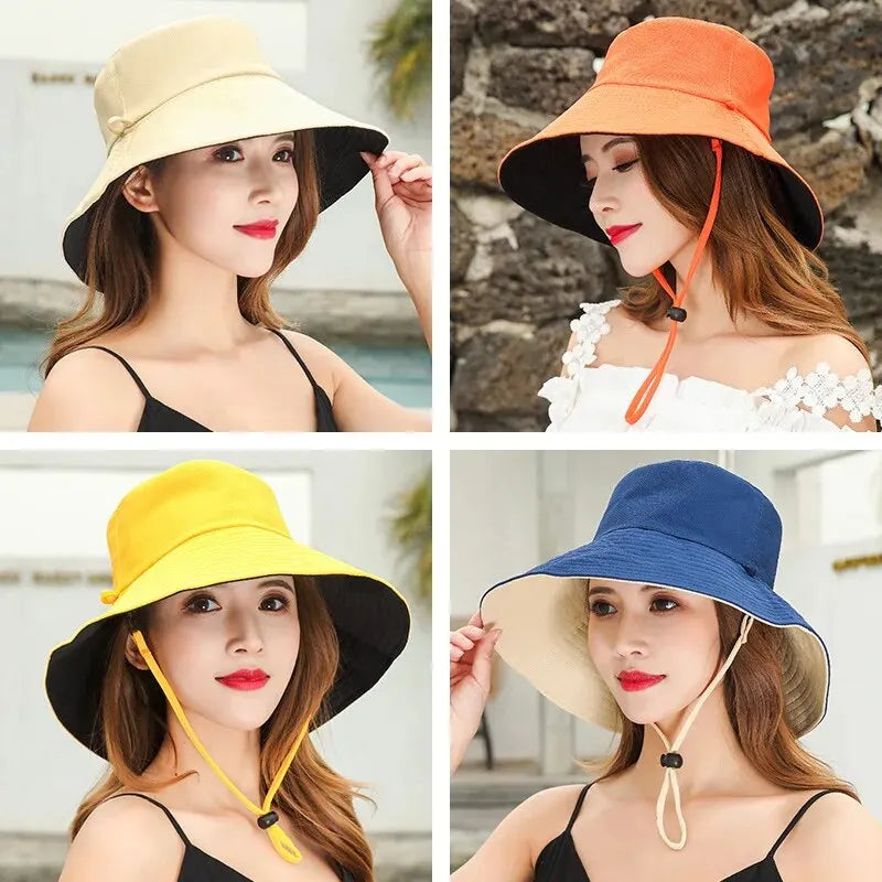 Cappello Estivo da Pescatore Donna – Visiera Larga Anti-UV Doppio Lato per Mare e Città