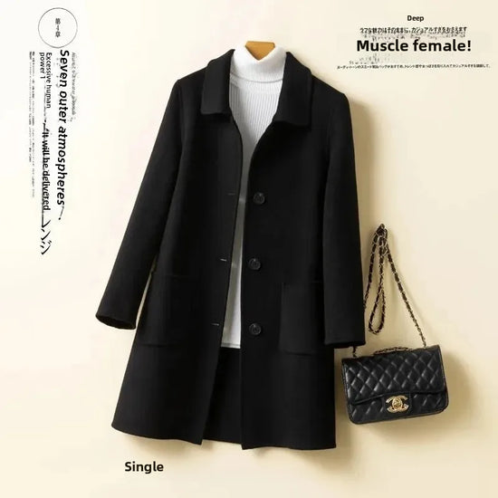 Cappotto in lana donna – Overcoat doppio lato, taglio medio, stile elegante per autunno e inverno