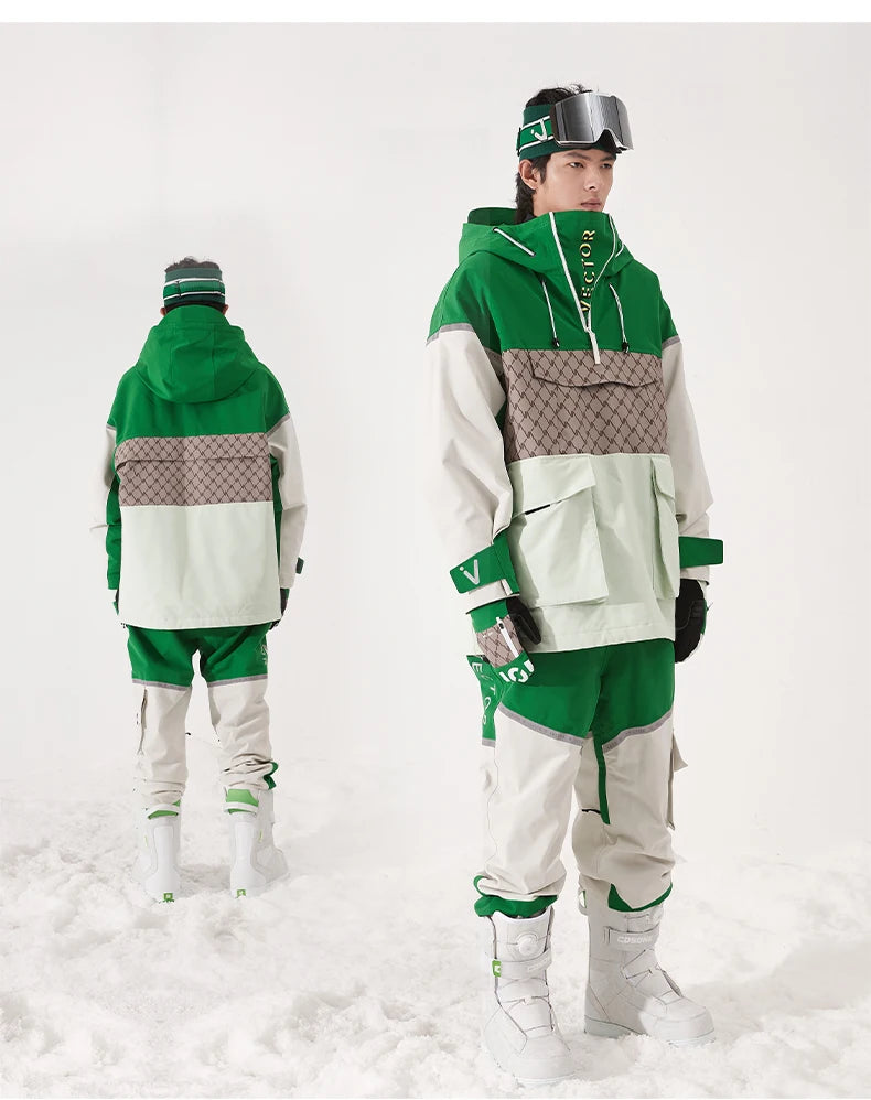 Tuta da sci unisex con cappuccio e dettagli riflettenti – giacca imbottita, impermeabile e termica per sport invernali